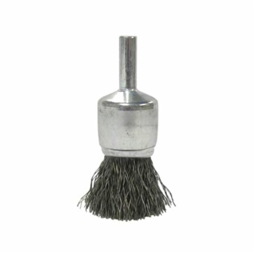 Weiler® 10006 Stem Mount End Brush, 3/4 in Dia Brush, Crimped, 0.0104 in Dia Filament/Wire, Steel Fill, 7/8 in L Trim